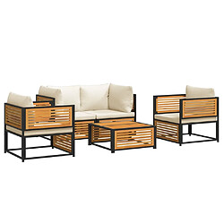 vidaXL Salon de jardin avec coussins 5 pcs Bois d'acacia solide