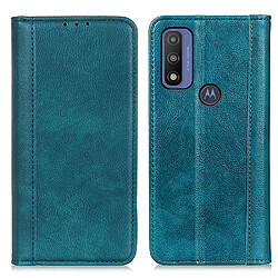 Etui en PU texture litchi fermeture automatique magnétique avec fonction de support, antichoc, vert pour votre Motorola G Pure