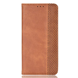 Etui en PU + TPU fermeture automatique magnétique à surface texturée rétro avec support marron pour votre Vivo Y33s/Y21/Y21s