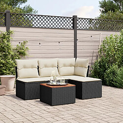 Maison Chic Ensemble de 5 Tables et chaises d'extérieur avec coussins,Salon de jardin noir résine tressée -GKD397060