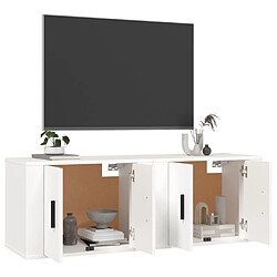 Avis Maison Chic Lot de 2 Meubles TV muraux Banc TV suspendus pour salon blanc 57x34,5x40 cm -MN53892