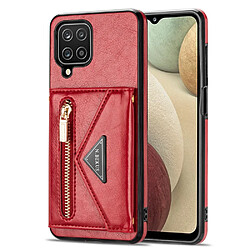 Coque en TPU + PU N.BEKUS avec béquille, porte-carte et dragonne rouge pour votre Samsung Galaxy A12