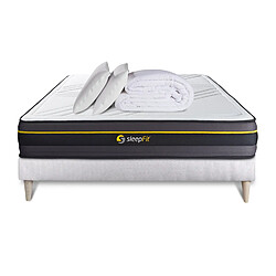 Sleepfit Pack prêt à dormir 160x200 matelas ACTIVE + sommier kit blanc + 2 oreillers mémoire de forme 60x40cm + Couette Percale 260x240cm