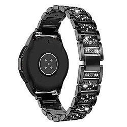 Bracelet en métal 18mm, 3 perles, décor de strass, noir pour votre Garmin Venu 2S/Vivoactive 4S