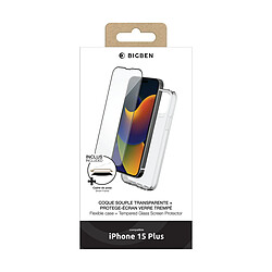 Avis BigBen Connected Coque pour iPhone 15 Plus et Protection d'Écran en Verre Trempé avec SmartFrame Transparent