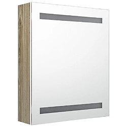 Avis Maison Chic Armoire de salle de bain,Meuble de rangement,Meuble haut à miroir à LED blanc et chêne -GKD672219