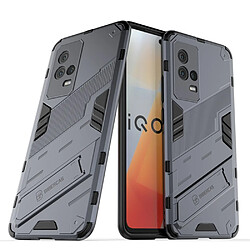 Coque en TPU anti-choc avec béquille bleu foncé pour votre Vivo iQOO 8