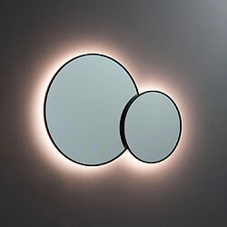 Kiamami Valentina DOUBLE MIROIR ROND AVEC BORD NOIR ET RÉTRO-ÉCLAIRAGE PAR LEDS 