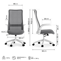 Sense7 Juno chaise de bureau ergonomique, chaise de bureau avec soutien lombaire, office chair réglable en hauteur, blanc pas cher