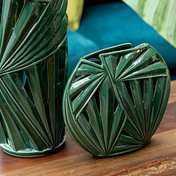 Paris Prix Vase Design Ovale Céramique Tropical 32cm Vert