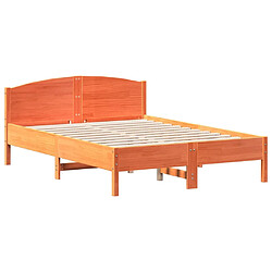 Vidaxl Cadre de lit et tête de lit cire marron 135x190 cm bois de pin