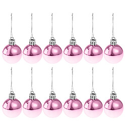 24pcs 8cm joyeux noël ornements boules de Noël arbre suspendus décor rose