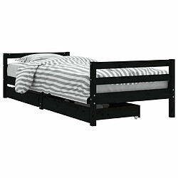 Maison Chic Lit d'Enfant Chambre - Cadre de lit pour enfant avec tiroirs noir 90x200 cm bois pin massif -MN32669