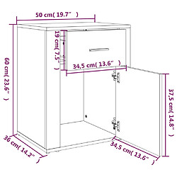 vidaXL Table de chevet Blanc brillant 50x36x60 cm Bois d’ingénierie pas cher