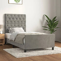 Maison Chic Lit adulte - Cadre Structure de lit avec tête de lit Contemporain Gris clair 80x200 cm Velours -MN56948