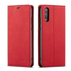 Wewoo Housse Coque Pour Huawei P20 Forwenw Dream Series Oil Edge Fort Magnetism Étui à rabat horizontal en cuir avec support et fentes cartes et portefeuille et cadre photo rouge