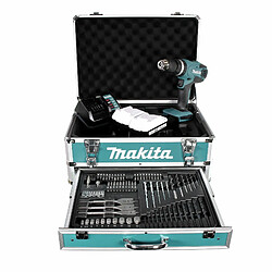 Makita HP 457 DWEX4 Perceuse-visseuse à percussion sans fil 18V 42Nm G-Serie + 2x Batteries 1,5Ah + Chargeur + 70 Forets et 