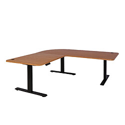 Decoshop26 Bureau d'angle table d'ordinateur réglable en hauteur électriquement 178 x 178 cm structure marron noir 04_0006038