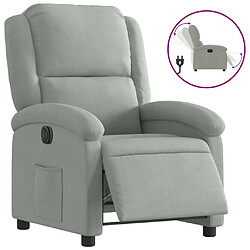 vidaXL Fauteuil inclinable électrique gris clair velours