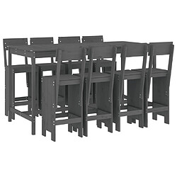 Maison Chic Table de bar et chaises d'extérieur 9 pcs,Ensemble de bar de jardin pour relax gris bois de pin massif -GKD752611