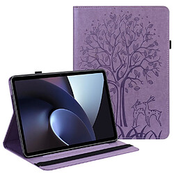 Etui en PU motif cerf, fermeture élastique avec support et porte-carte, violet pour votre Oppo Pad