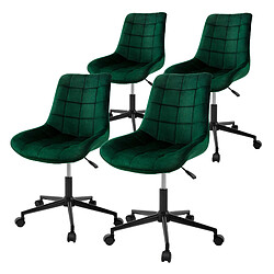 ML-Design 4x Chaise de bureau pivotante à 360° vert en velours tabouret pour salon travail 