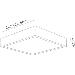 Inspired LED 22,5 cm carré, Downlight monté en surface, 24W, 4000K, 2160lm, blanc mat, acrylique givré