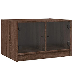 vidaXL Table basse avec portes en verre chêne marron 68x50x42 cm