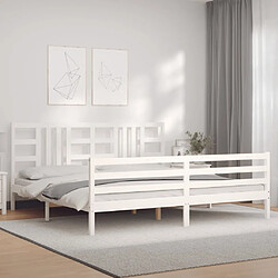 Avis Maison Chic Lit adulte - Cadre Structure de lit avec tête de lit Contemporain blanc 200x200 cm bois massif -MN22046