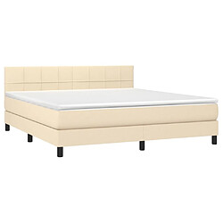 Avis Maison Chic Lit adulte- Lit + matelas,Sommier à lattes de lit avec matelas LED Crème 160x200 cm Tissu -GKD20289