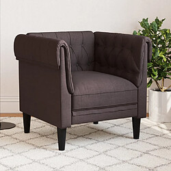 vidaXL Fauteuil Chesterfield marron foncé tissu