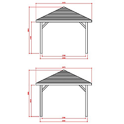 Avis Solid Kiosque en bois Pavilion - 8.64 m² - 3.47 x 3.47 x 1.93 m