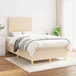 Avis Maison Chic Lit adulte- Lit + matelas,Sommier à lattes de lit avec matelas crème 120x190 cm tissu -GKD94595