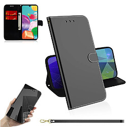 Etui en PU surface miroir avec sangle noir pour votre Samsung Galaxy A41 (Global Version)