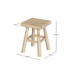 Rendez Vous Deco Tabouret de jardin Makam en bois de teck brut H40 cm