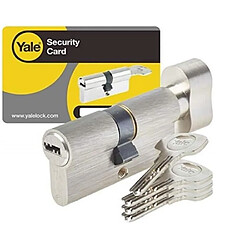 Cylindre de Serrure a Bouton - YALE - YC1000+ - 30x30 mm - 6 Goupilles - Ouverture a Bouton Intérieur - 4 Clés réversibles -