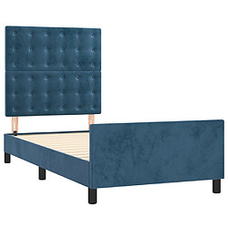 Avis vidaXL Cadre de lit sans matelas bleu foncé 90x190 cm velours