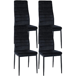 Decoshop26 Lot de 4 chaises de salle à manger design simple en tissu velours avec couture noir cadre en métal noir CDS10405