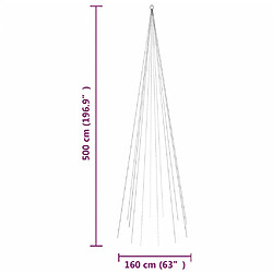 vidaXL Sapin de Noël sur mât de drapeau 732 LED Bleues 500 cm pas cher