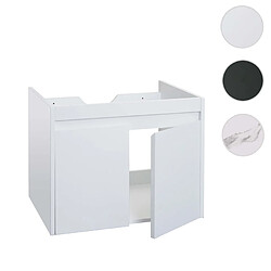 Mendler Meuble sous-lavabo HWC-L86, meuble sous-lavabo de salle de bains, MVG mélamine 2 portes 48x59x46cm ~ blanc