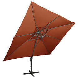 vidaXL Parasol de jardin en porte-à-faux avec double toit terre cuite