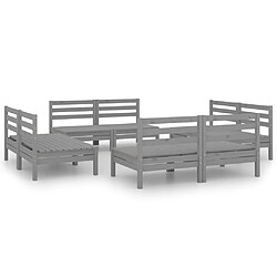 Maison Chic Salon de jardin 8 pcs - Table et chaises d'extérieur - Mobilier/Meubles de jardin Moderne Gris Bois de pin massif -MN42233