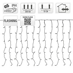 Acheter Ecd Germany Rideau lumineux à LEDs 2m noir 200 LEDs blanc chaud en PVC