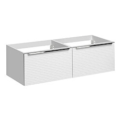 Vente-Unique Meuble sous vasque suspendu strié blanc - 120 cm - LATOMA 