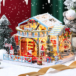 Bricolage noël Miniature maison de poupée Kit Mini 3D maison en bois chambre artisanat avec meubles LED lumières fête des enfants cadeau