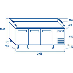 COOLHEAD Table Pizza Réfrigérée Profondeur 800 - 3 Portes - Cool Head