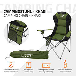 Hauki Chaise de camping pliante khaki avec porte-boisson et sac de transport 150 kg