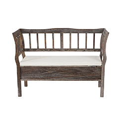 Mendler Banc banquette de rangement T207 bahut coffre avec coussin ~ bois marron shabby chic pas cher