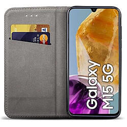 Htdmobiles Housse etui portefeuille avec coque interieure en silicone pour Samsung Galaxy M15 5G + film ecran - OR MAGNET