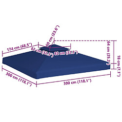 vidaXL Recouvrement de remplacement d'auvent 310 g/m² 3x3 m Bleu foncé pas cher